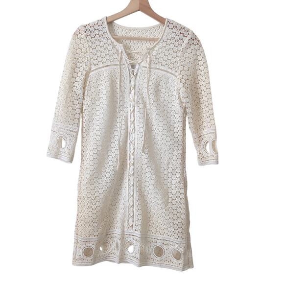 Saylor Womens Dress XS Crochet Lace Eyelet Cream Vacation Boho Luxury - Picture 1 of 9